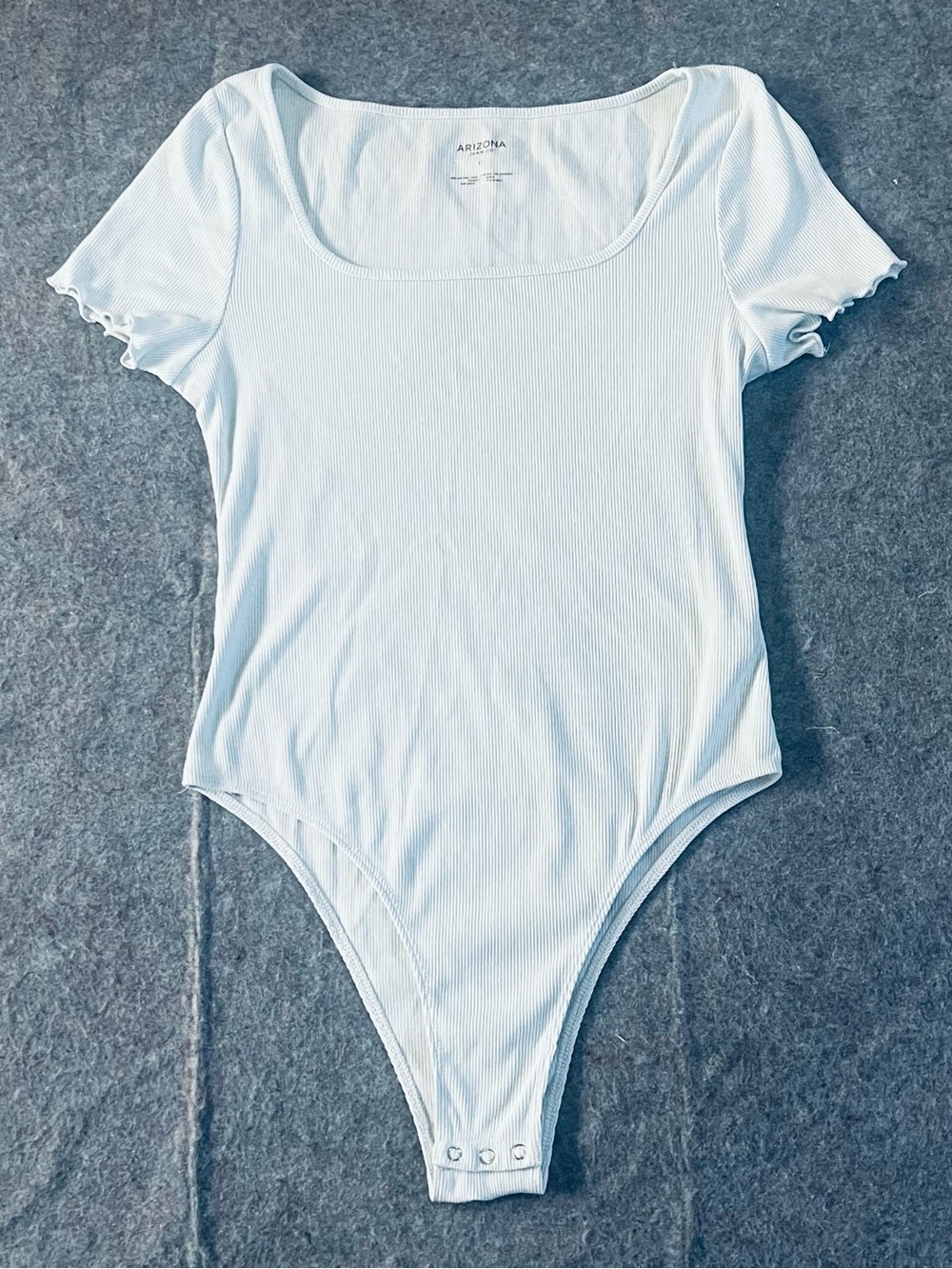 Arizona Jean Company Light Blue Ribbed Short Sleeve Bodysuit